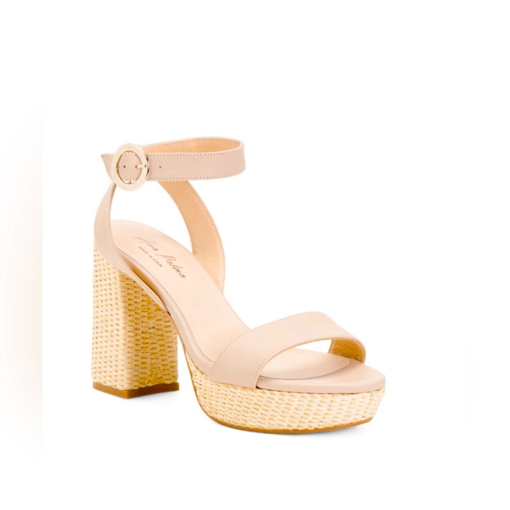 ANA PALMA Made In Spain Leather Woven Heel Sandals With Ankle Strap SIZE 40/9.5